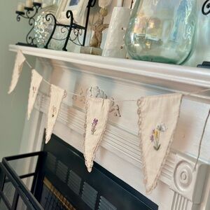 Floral Embroidered Bunting Garland
